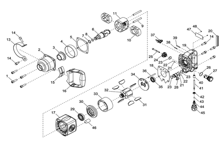 Fig-0 Diagram and Parts List for CP6773-D18D  Chicago Pneumatic Wrench